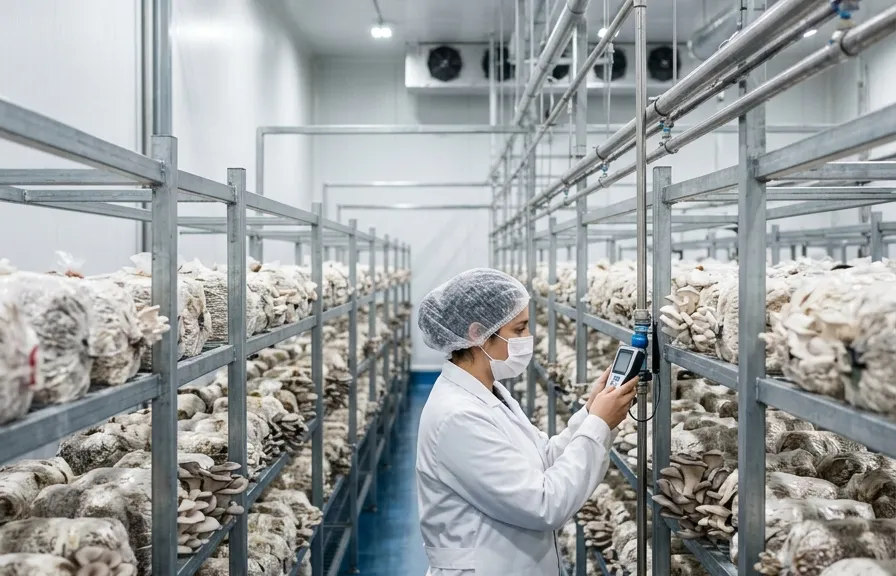 Planta tecnificada de cultivo de hongos ostra en Chile